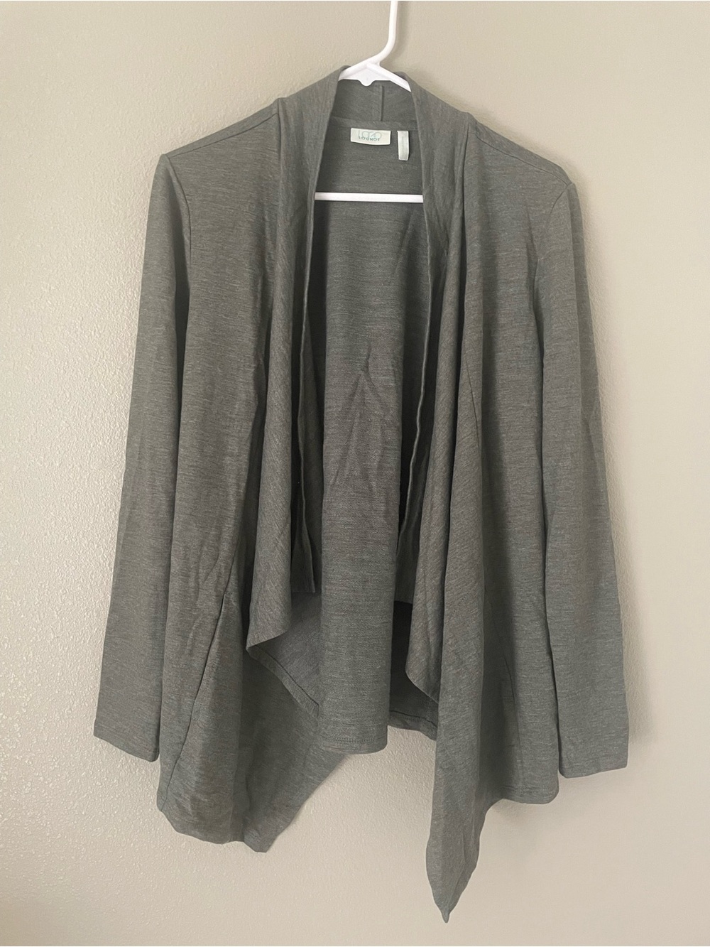 Logo Lounge by Lori Goldstein Olive Green Open Front Cardigan Size Small
